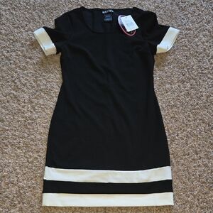 paper doll Black Mini Dress with White Trim